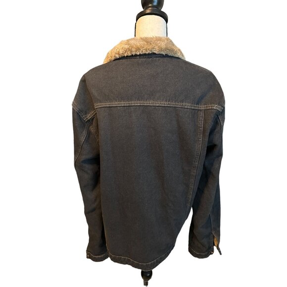 JYG Dark Denim Lined Jean Jacket Mid Length Faux Fur Fully Lined Vintage Size XL - Picture 3 of 6